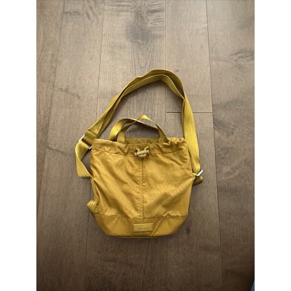 Athleta Mustard Yellow Nylon Bucket Bag Crossbody Purse Athleisure